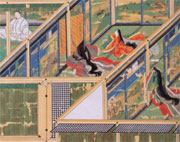 鎌倉時代の公家屋敷。引き違いの絢爛豪華な襖紙が広まる
